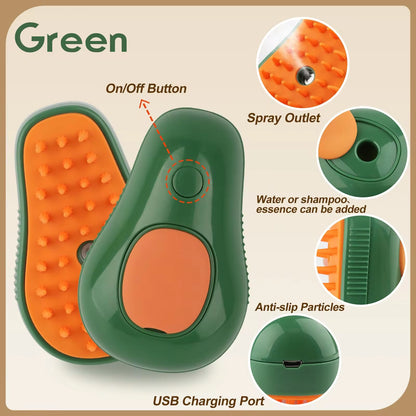 3-in-1 Electric Steam Grooming Brush for Cats & Dogs — Rechargeable Pet Hair Remover