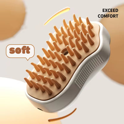 3-in-1 Electric Steam Grooming Brush for Cats & Dogs — Rechargeable Pet Hair Remover