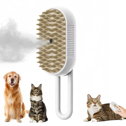 3-in-1 Electric Steam Grooming Brush for Cats & Dogs — Rechargeable Pet Hair Remover