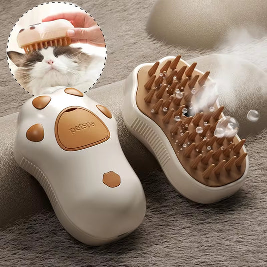 3-in-1 Electric Steam Grooming Brush for Cats & Dogs — Rechargeable Pet Hair Remover